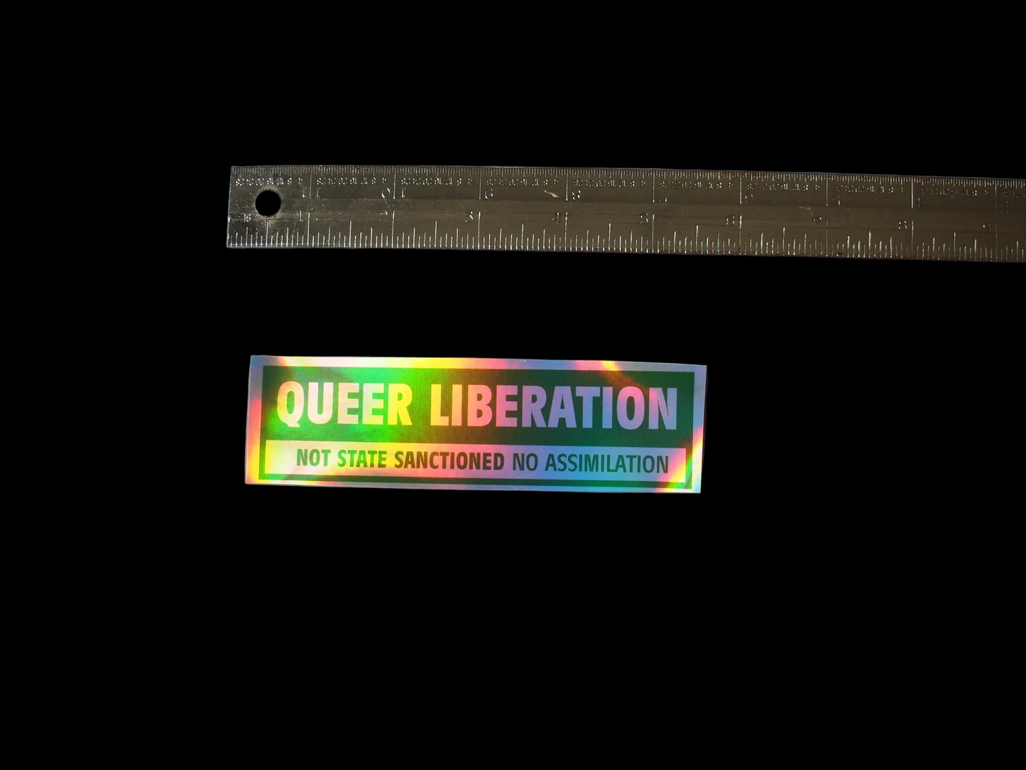 "QUEER LIBERATION, NOT STATE SANCTIONED, NO ASSIMILATION" Rainbow Vinyl Sticker Decal