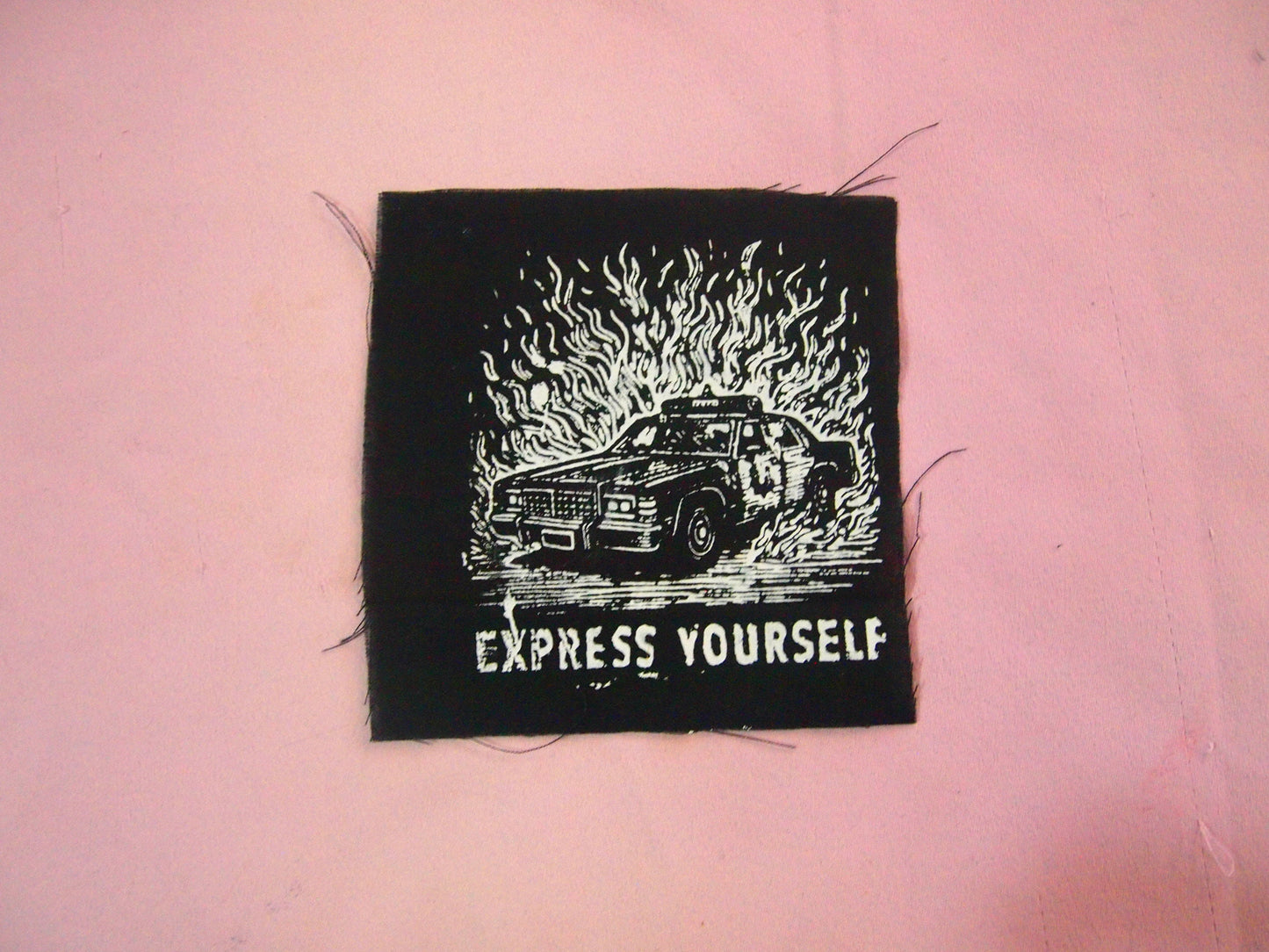 Burning Police Car “Express Yourself” Patch