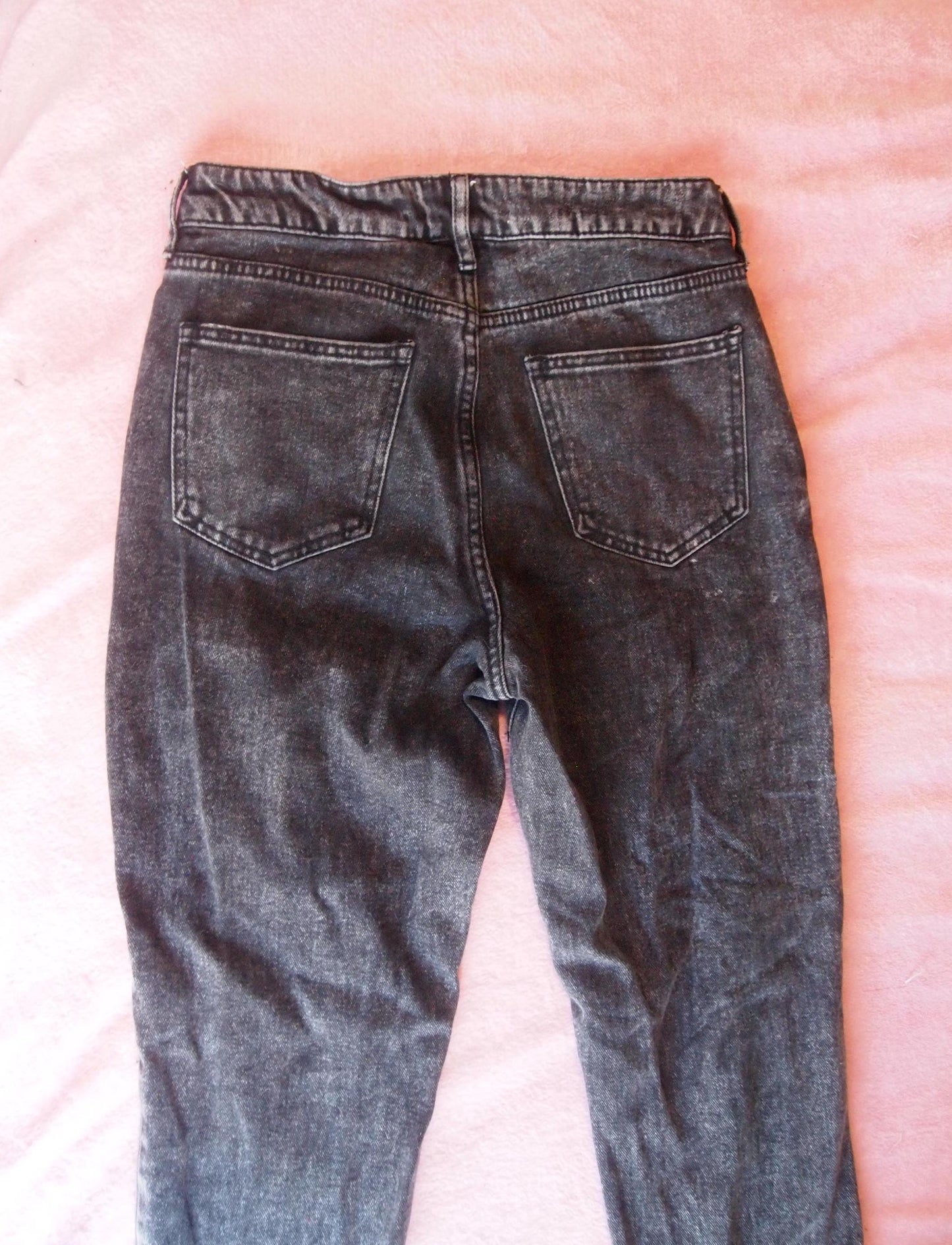 Custom Distressed Vintage Punk Patched Black Mom Jeans Sz 26