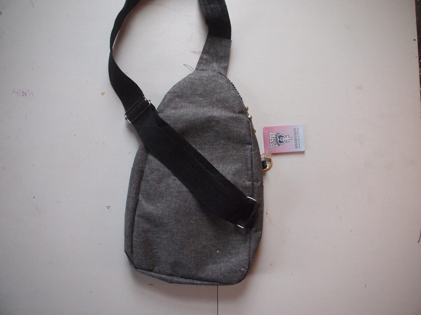 Boobies Patched Studded Crossbody Backpack Bag - Queer Art Breast Illustration Handmade