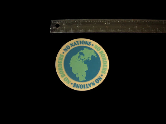 "NO BORDERS NO NATIONS" Pangea Continent Vinyl Sticker Decal