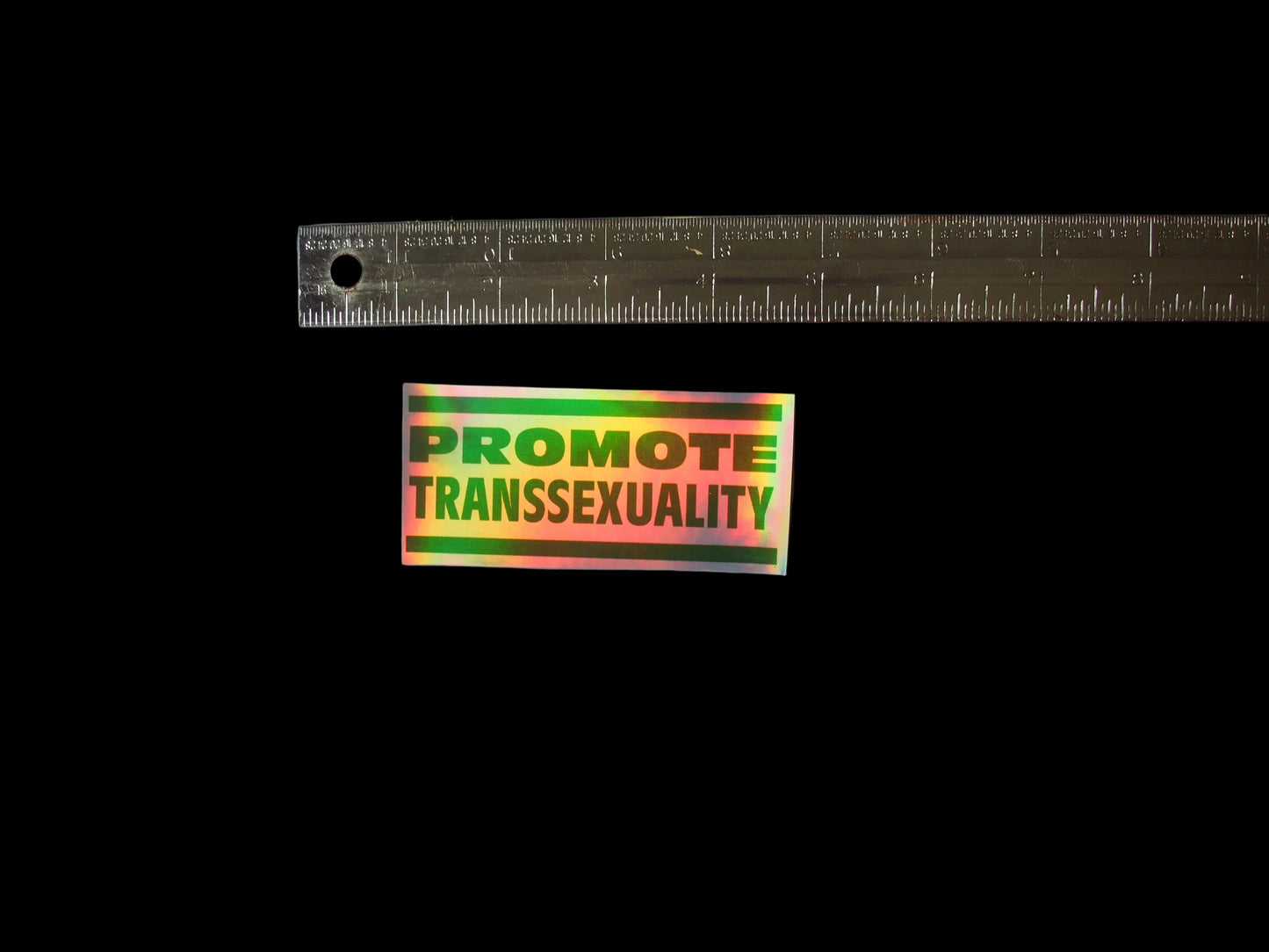 "PROMOTE TRANSSEXUALITY" Rainbow Vinyl Sticker Decal