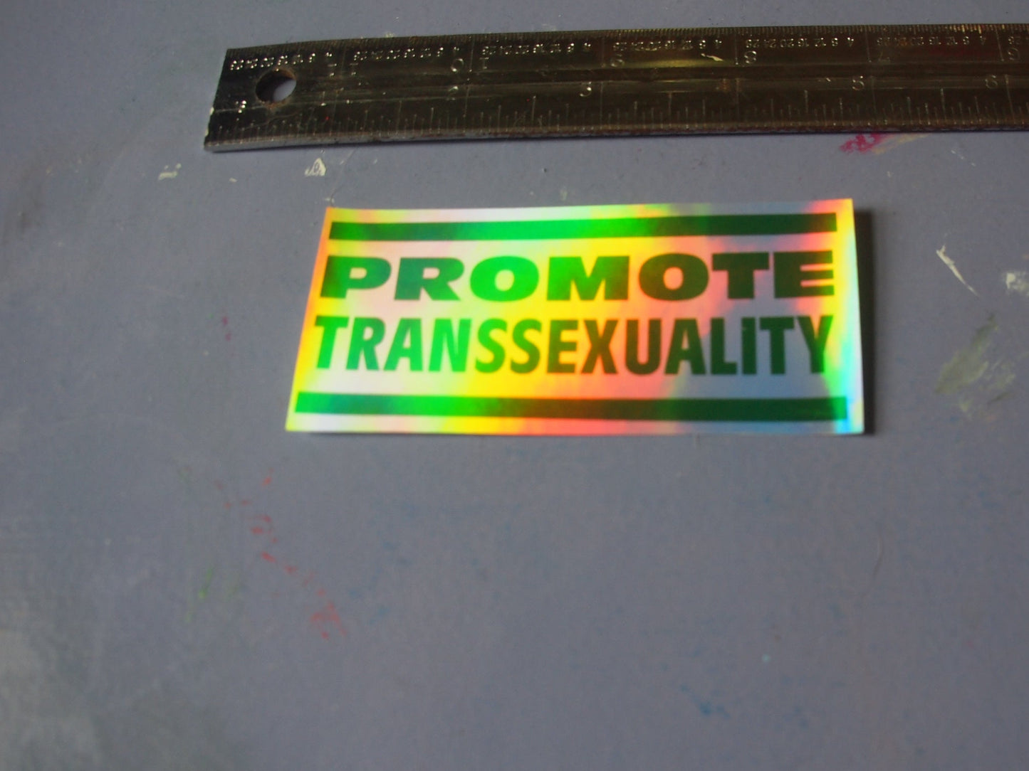 "PROMOTE TRANSSEXUALITY" Rainbow Vinyl Sticker Decal