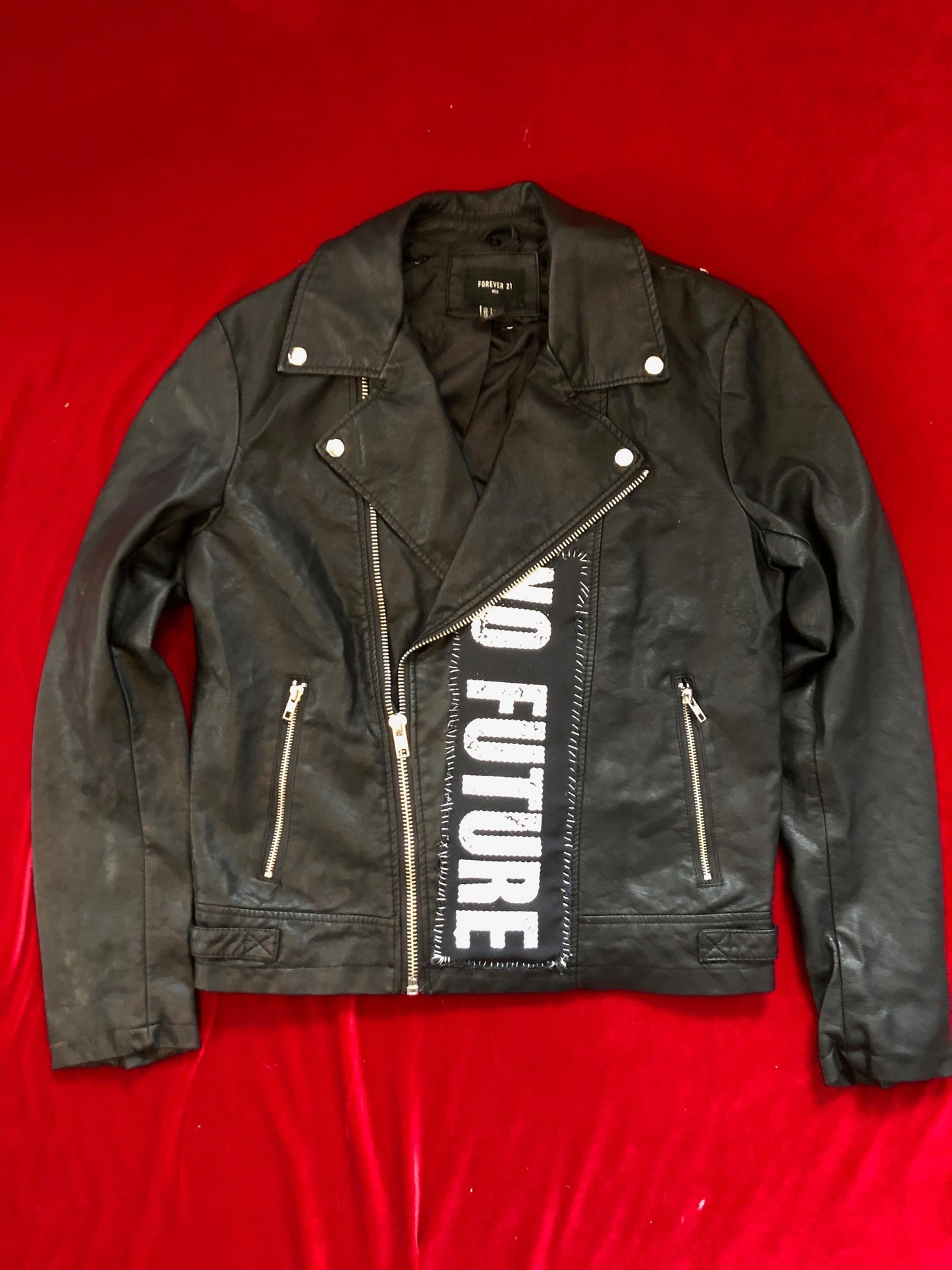 Femin x ATC Custom Punk Studded Motorcycle faux leather jacket sz S