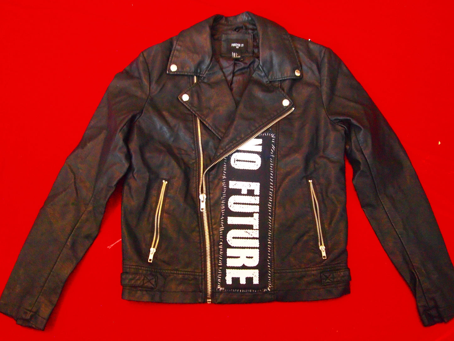 Femin x ATC Custom Punk Studded Motorcycle faux leather jacket sz S