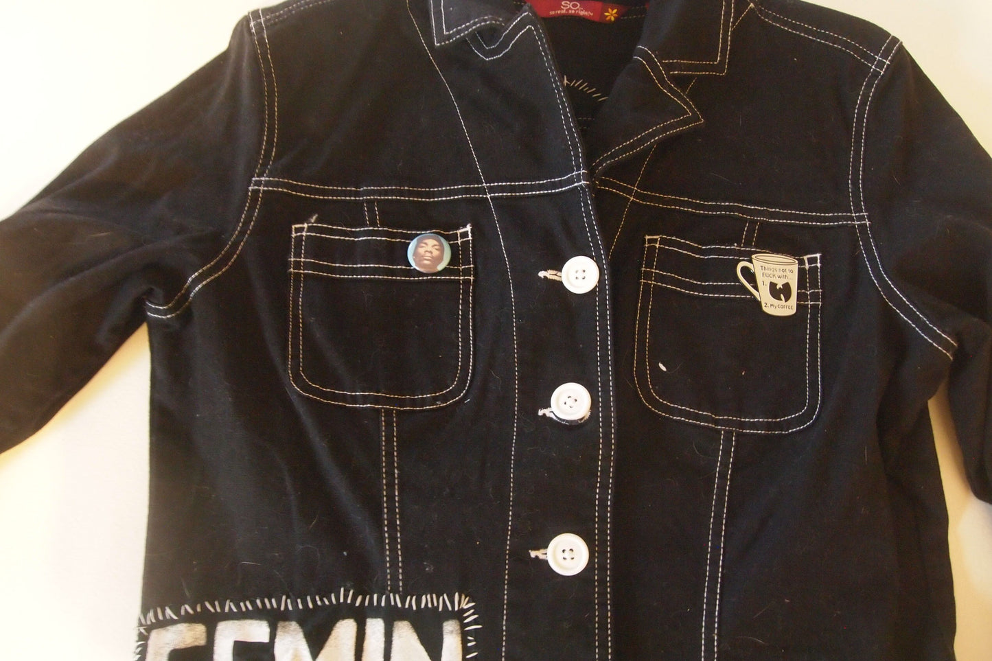 Custom Cypress Hill Vintage Patched Black Denim Jacket Sz M 90s Hip Hop Wu Tang Clan Snoop Dogg Handmade Punk Patch