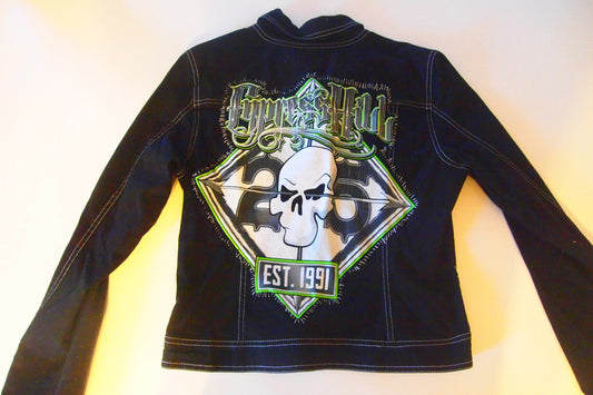 Custom Cypress Hill Vintage Patched Black Denim Jacket Sz M 90s Hip Hop Wu Tang Clan Snoop Dogg Handmade Punk Patch