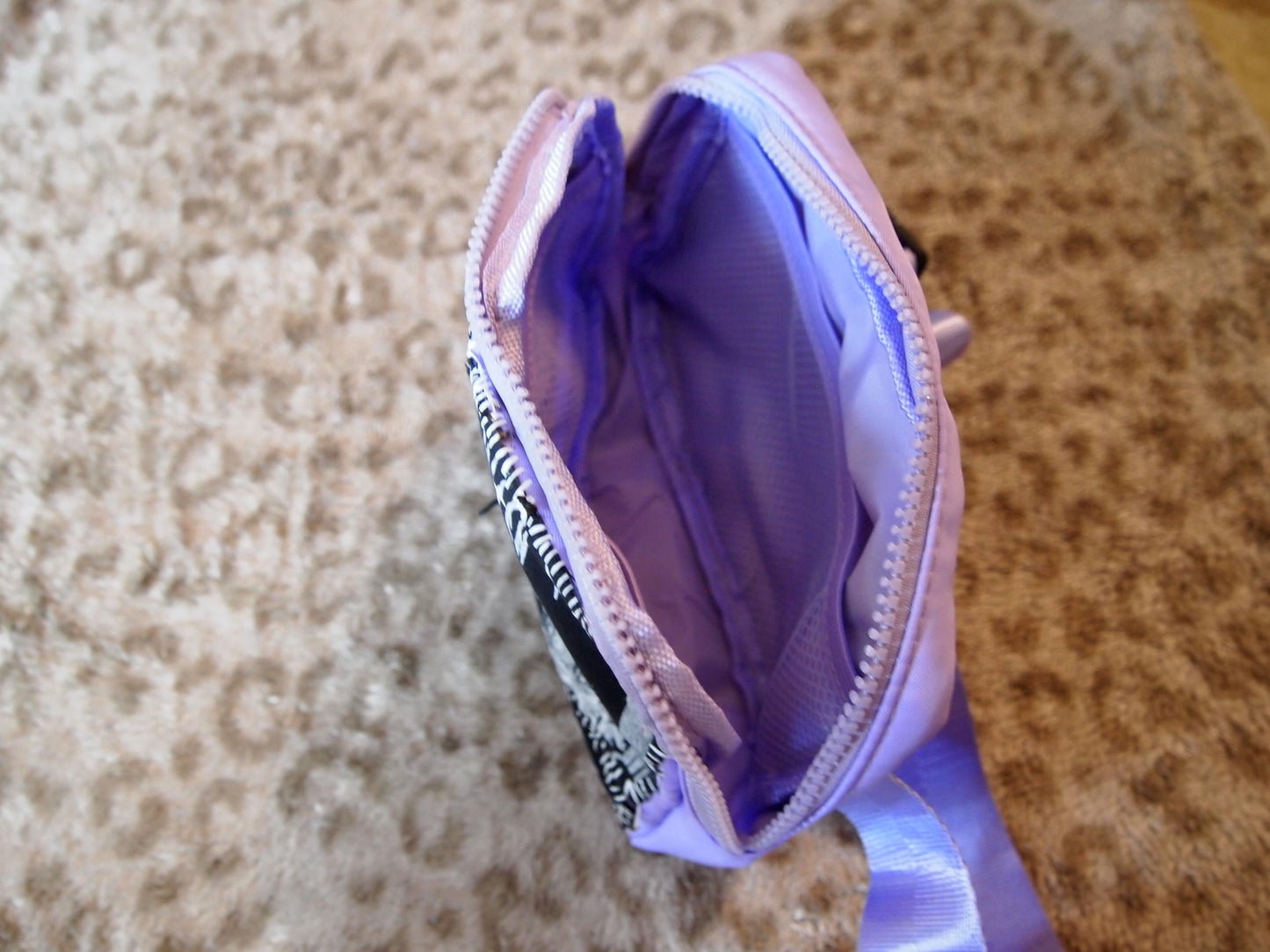Custom Goth New Wave Pastel Purple Punk Patched Fanny Pack Crossbody Bag - Witch Fever The Cramps