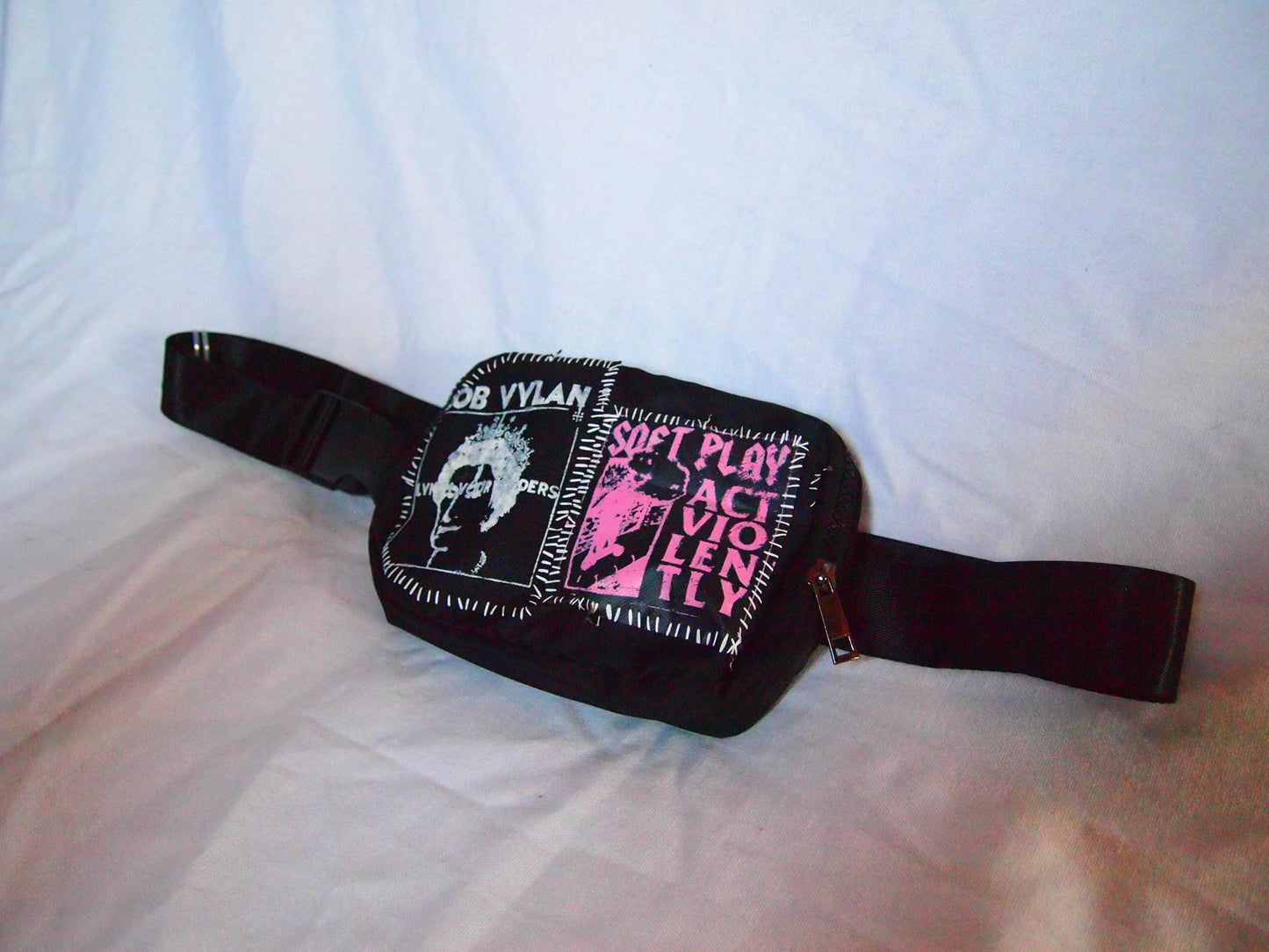 Custom Punk Patched Fanny Pack Crossbody Bag - Soft Play Bob Vylan