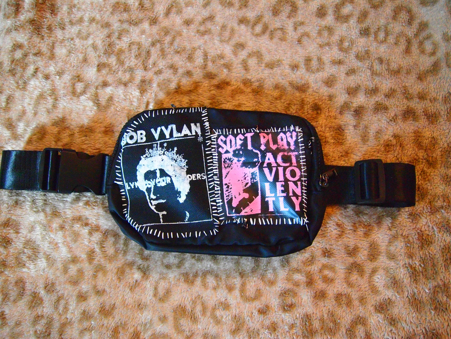 Custom Punk Patched Fanny Pack Crossbody Bag - Soft Play Bob Vylan