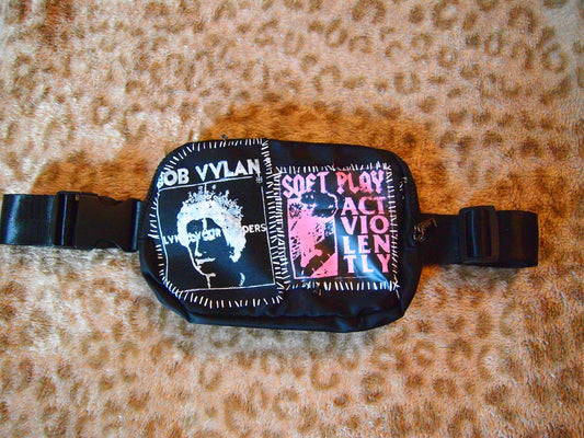 Custom Punk Patched Fanny Pack Crossbody Bag - Soft Play Bob Vylan