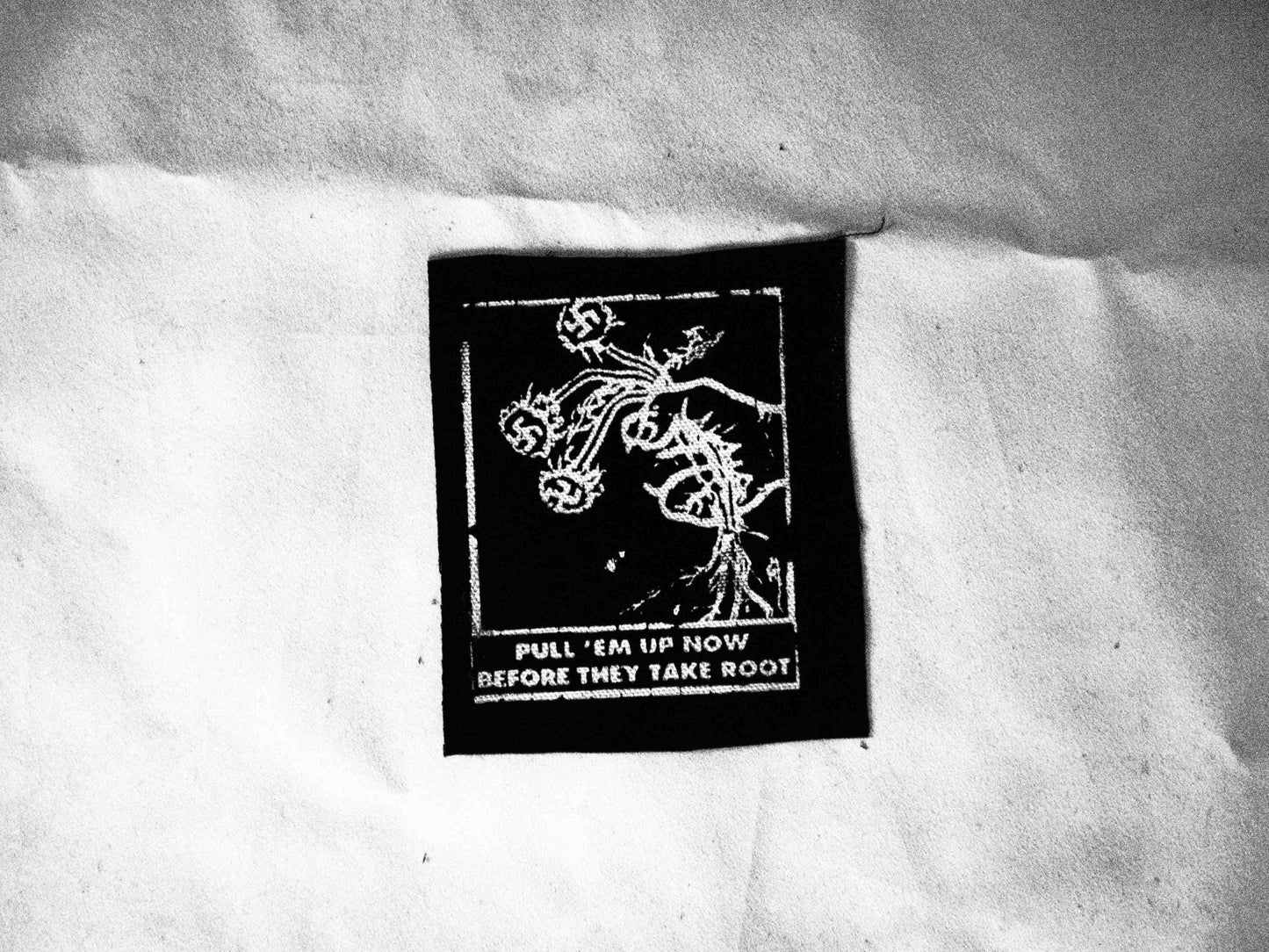 Anti-Fascist "Pull Em Up Before They Take Root Symbol" Patch - Antifa Antifascist