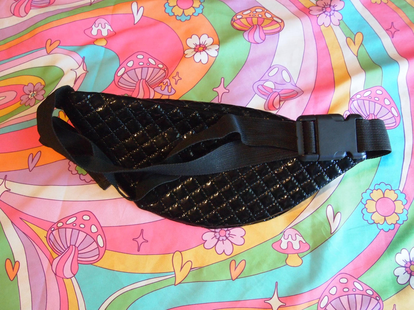 Embroidered "Bodily Autonomy Forever" Black Fanny Pack w/ Chain Zipper
