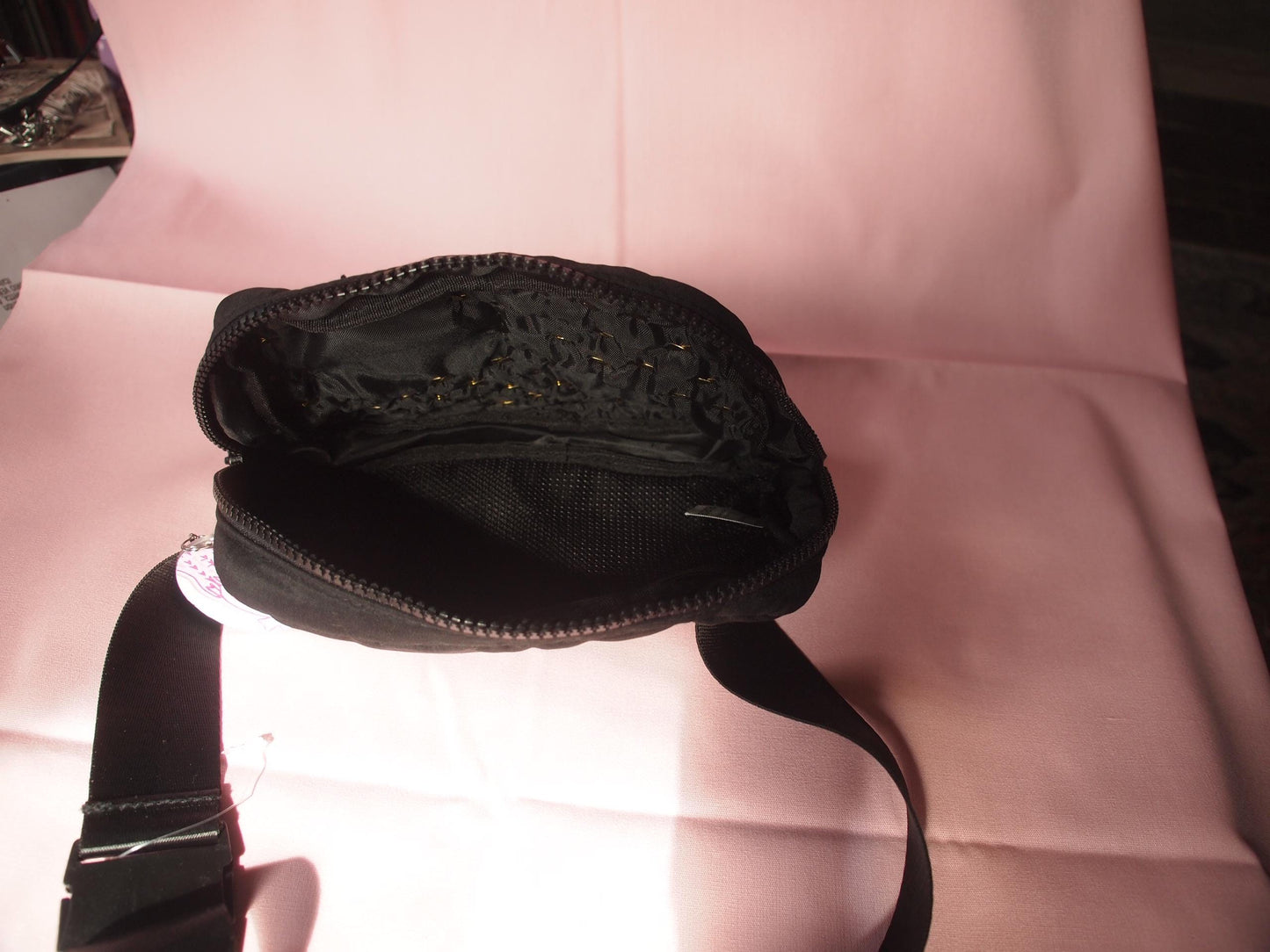 Studded & Patched Queer Punk Fanny Pack Side Crossbody Bag – “Promote Homosexuality” Queer Anarchism Pink Triangle Circle A Gold Studded