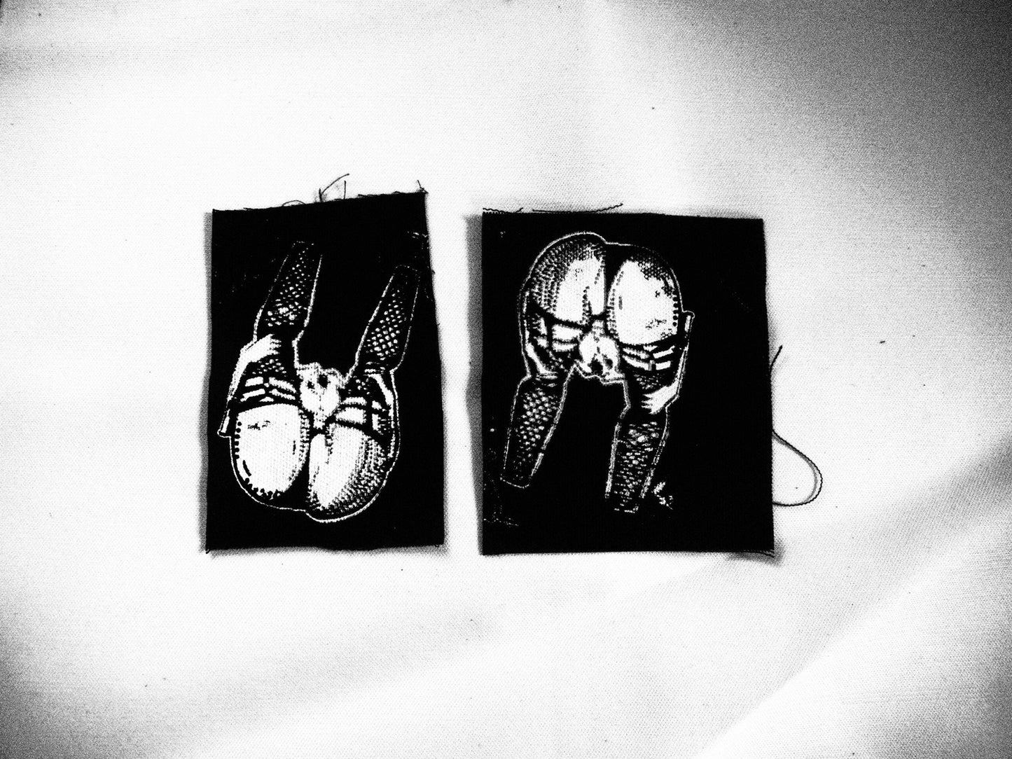 Butt w/ Legs Up Fishnet Harness Illustration Patch - Original Queer Artwork Drawing
