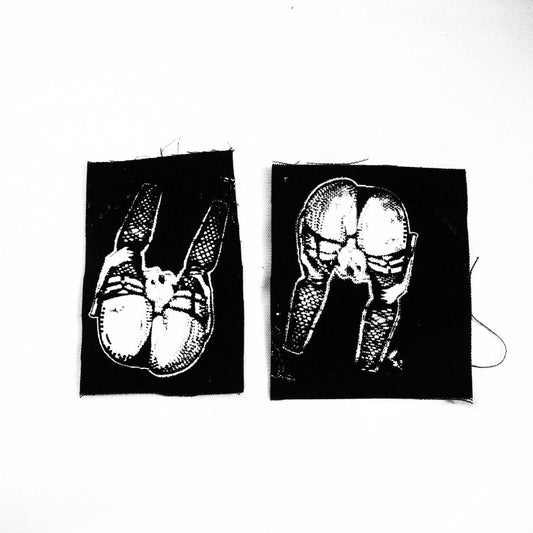 Butt w/ Legs Up Fishnet Harness Illustration Patch - Original Queer Artwork Drawing