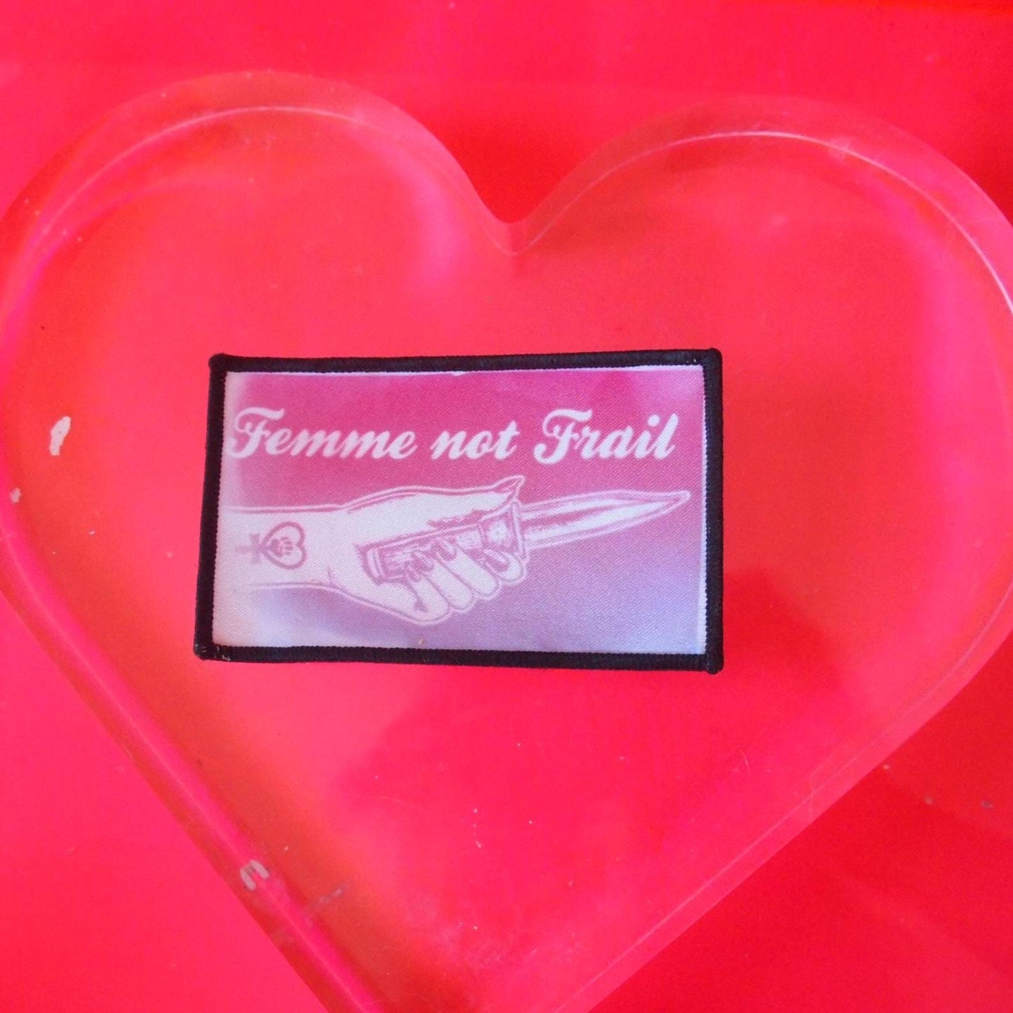 Femme Not Frail Switchblade Feminist IRON ON Patch