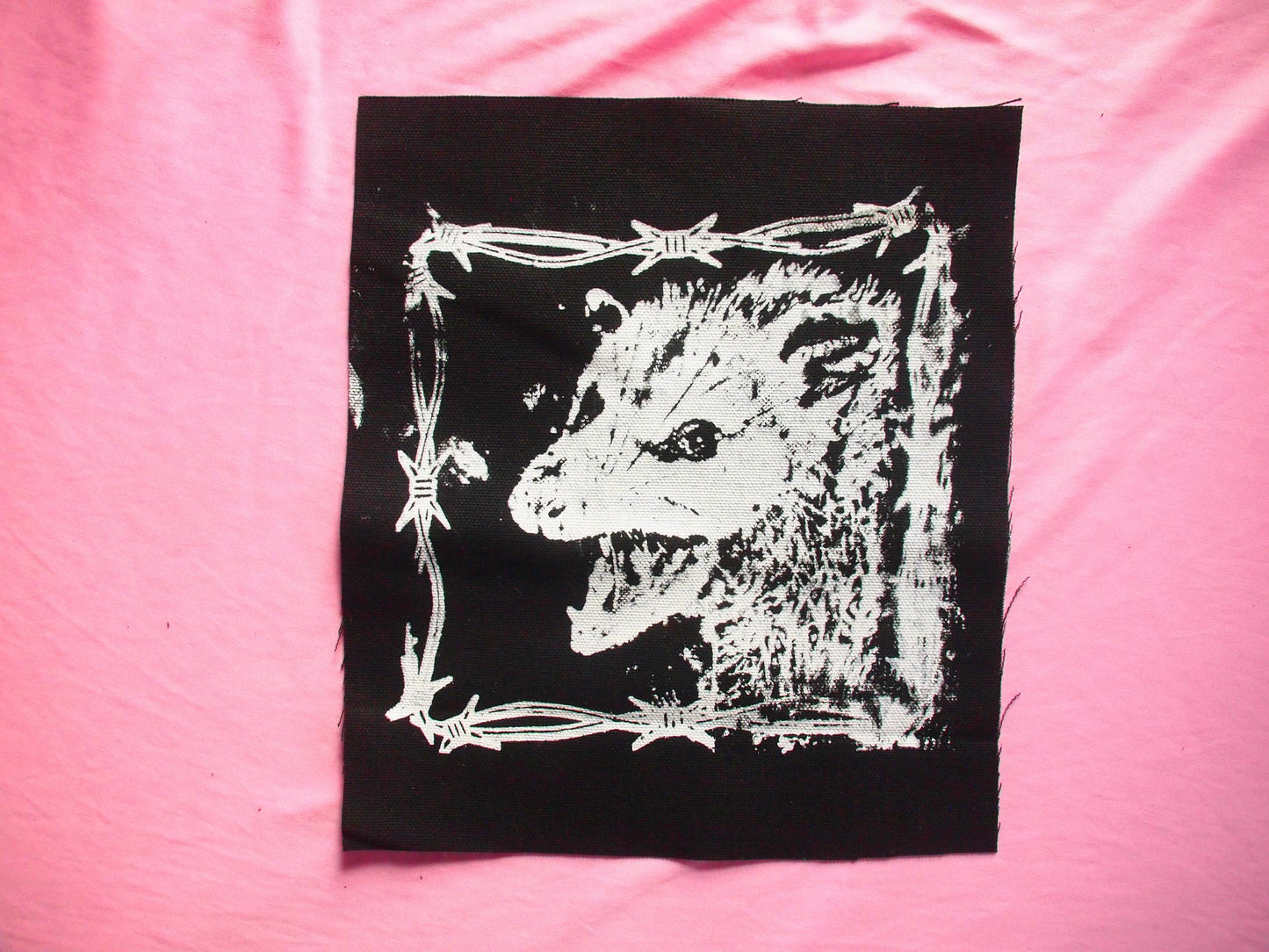 Angry Cute Scowling Possum Barbed Wire Back Patch