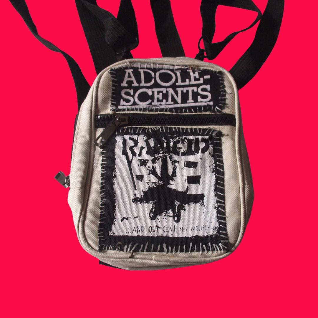 Punk Patched Convertible Crossbody Sling Bag Pouch Backpack - Adolescents, Rancid