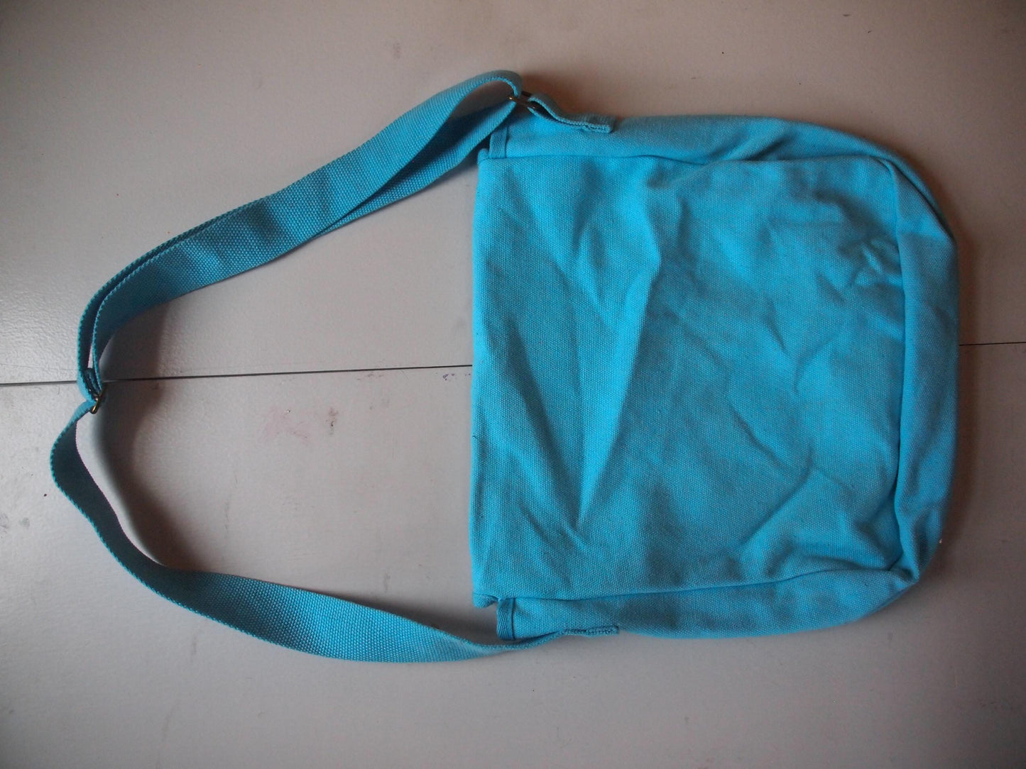 Apathy Never! Studded/Patched Pink & Blue Crossbody Messenger Bag - Spiked Handmade Patchy