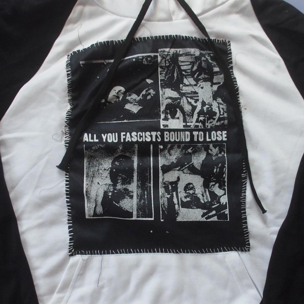 Anti-Fascist Back Patch “All You Fascists Bound To Lose” Dead Mussolini antifa leftist anarcho punk