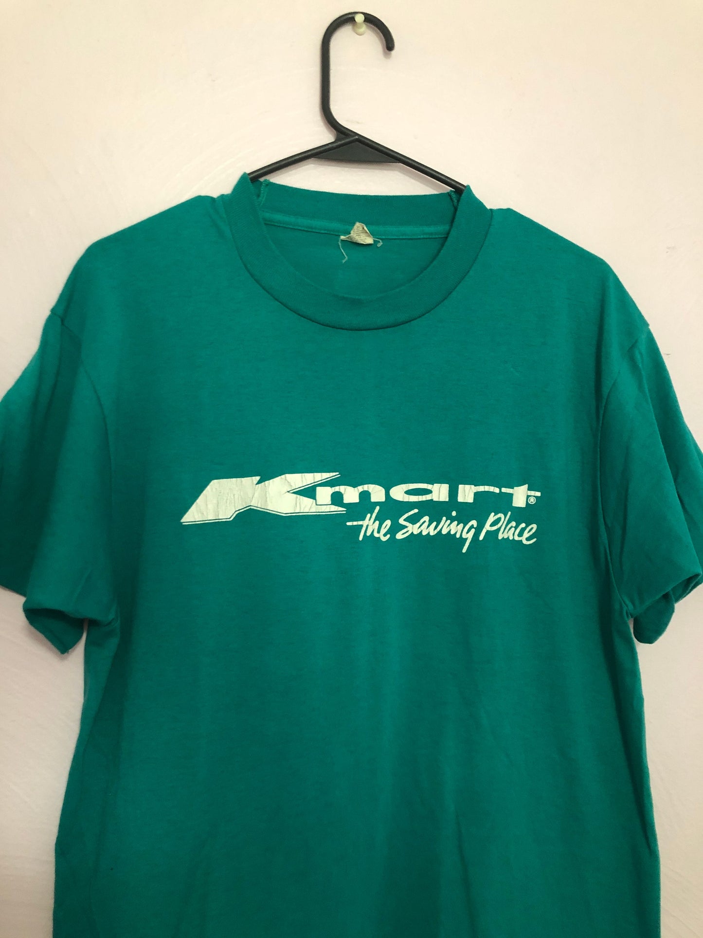 Vintage KMART “The Saving Place” Screen Stars Retro T Shirt Tee Screen Stars Made USA Size L Department Store Mart 1980s 80s Single Stitch