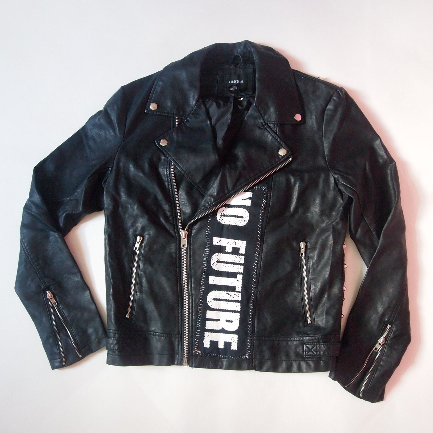 Femin x ATC Custom Punk Studded Motorcycle faux leather jacket sz S