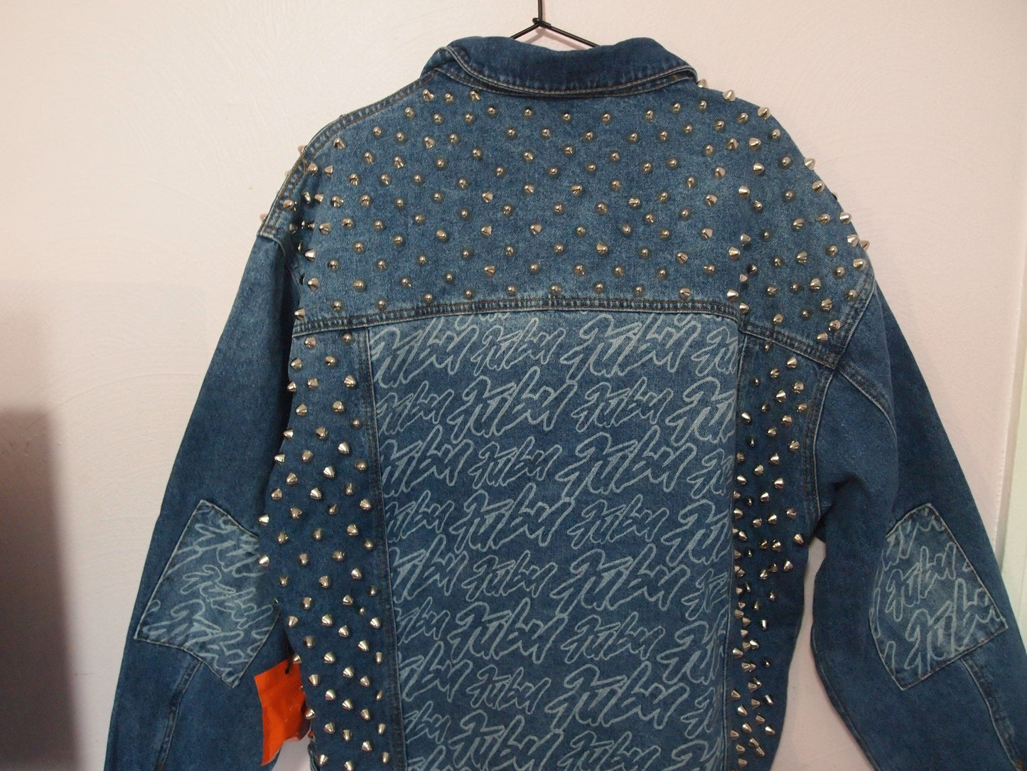 XL Custom Reworked Studded Forever 21 x Fubu Denim Jacket Blue Vintage