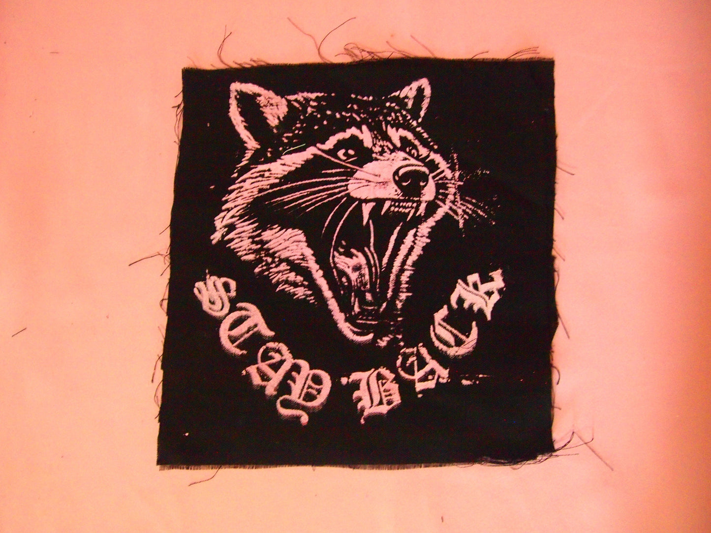 Angry Cute Raccoon "Stay Back" Back Patch